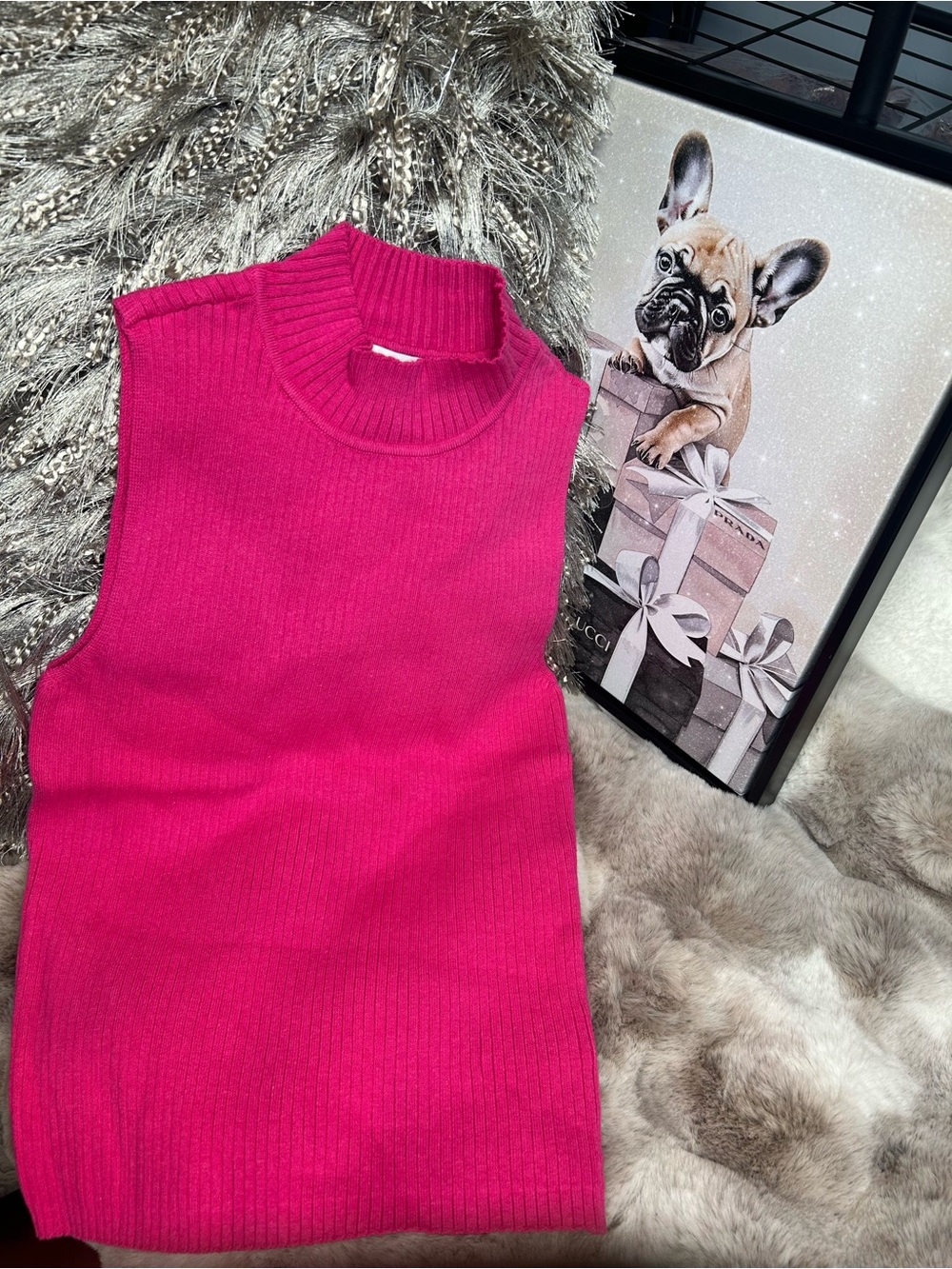 The Drop | Medium | Hot Pink | Karolina Sleeveless Mock Turtleneck